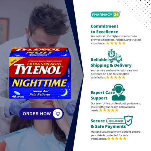 Tylenol Nighttime Extra Strength Caplets - Fast Delivery