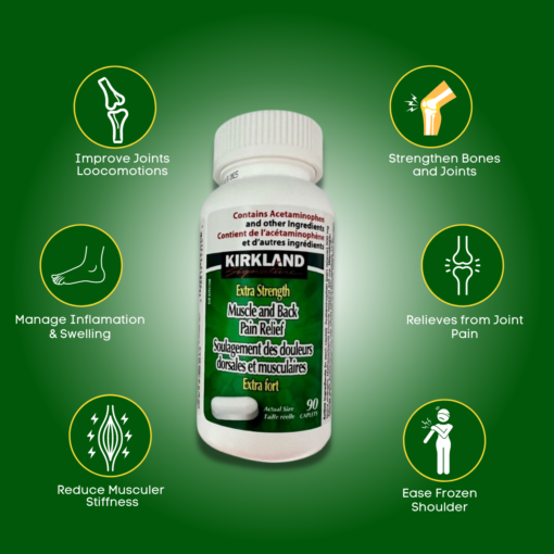 Buy Kirkland Muscle and Back Pain Relief Platinum Caplets With Extra  Strength